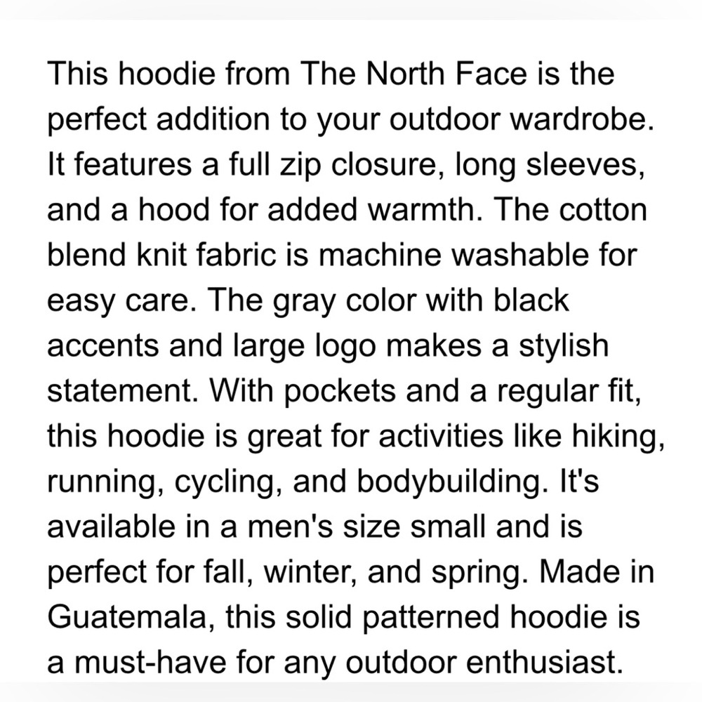 The North Face Gray Hoodie Zip Front LARGE - Picture 6 of 6
